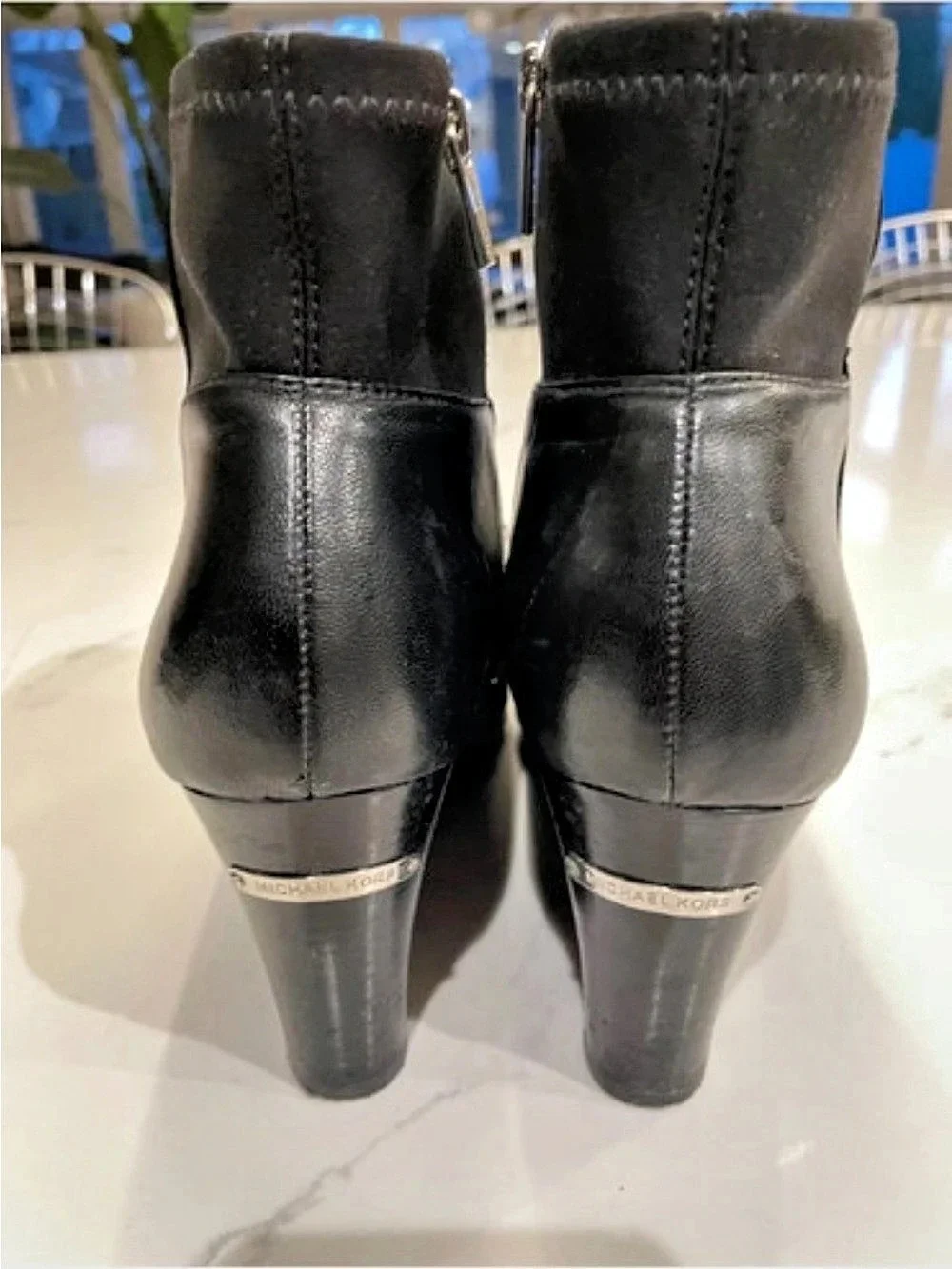 Michael Kors Bromley Black Zip Wedge Ankle Boots size 10